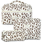 GISMTR 3Pcs Makeup Bag Cotton Quilted Travel Cosmetic Bag Cute Floral Makeup Pouch Large Toiletry Bag for Women Girls - color: Coffee leopard print