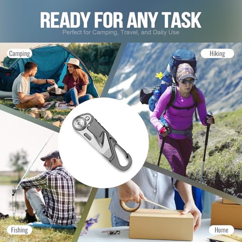 TACRAY Vinto 5-in-1 Titanium Small Pocket Knife – Ultra-Light Mini EDC Multitool Utility Knife with Folding Blade, Seatbelt Cutter, Bottle Opener & Screwdriver, Compact Everyday Carry - color: Grey-Ti