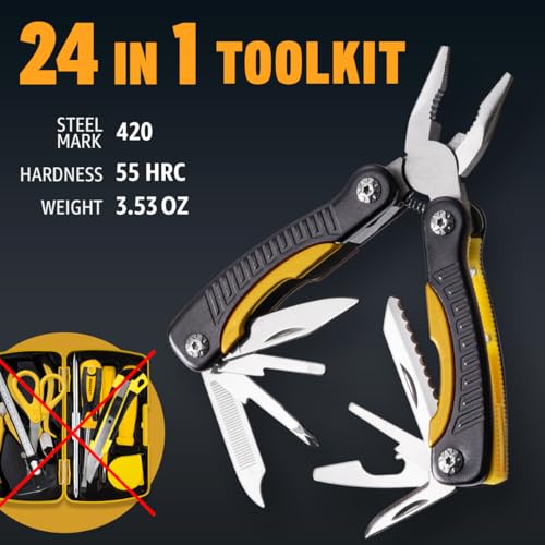 Mini Multitool Knife 12 in 1 Small Pocket Multi Tool with Knife and Pliers - Best Small Multi Purpose All in One Utility for Men & Women - Best Gear Accessory for EDC Work Camping Hiking 2229