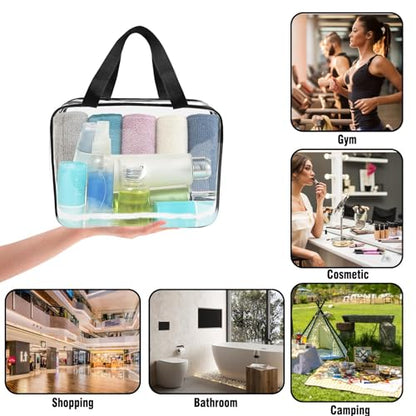 APREUTY Clear Makeup Bags, TSA Approved 3 Pcs Large Cosmetic Makeup Bags Set Clear PVC with Zipper Handle Portable Travel Luggage Pouch Airport Airline Vacation Organization (Black) - color: Black-3PCS (Large)