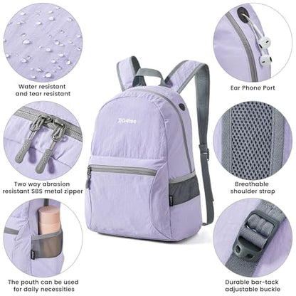 G4Free 20L Lightweight Packable Backpack Travel Hiking Daypack Foldable Backpack for Men Women(Light Purple) - color: Light Purple