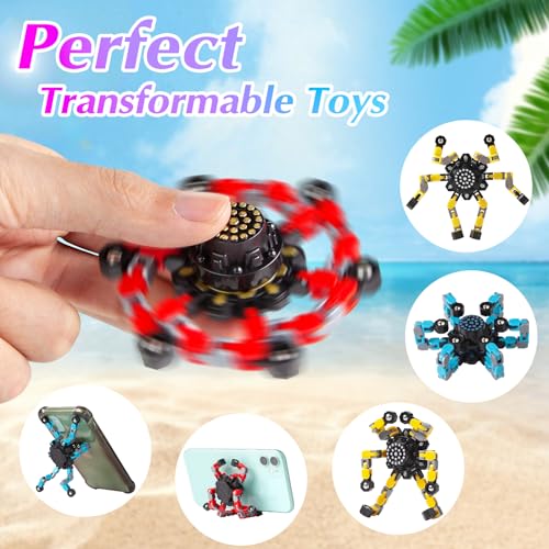 Gokeey Transformable Fidget Spinners for Kids and Adults Stress Relief Sensory Toys for Boys and Girls Fingertip Gyros for Kids Classroom Birthday Party Favors - style: fidget toys 48pc