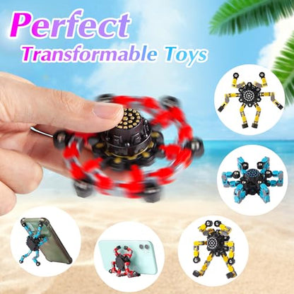 Gokeey Transformable Fidget Spinners for Kids and Adults Stress Relief Sensory Toys for Boys and Girls Fingertip Gyros for Kids Classroom Birthday Party Favors - style: fidget toys 48pc