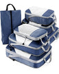 Meowoo 7 Set Compression Packing Cubes for Travel, Durable Ripstop Mesh Suitcase Organizer with Shoe Bag, Ultralight & Expandable Space Saver Travel Cubes - color: Navyblue