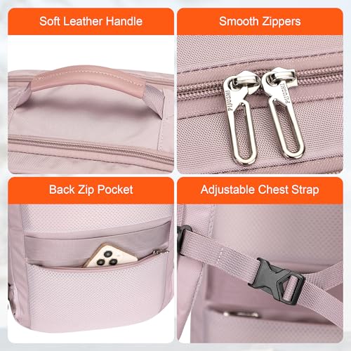 PIJUSHI Travel Backpack for Women Carry on Suitcase Backpack Flight Approved Personal Item Bag Fits 16 Inch Laptop(PE035 Light Purple) - color: Light Purple
