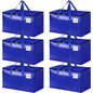 HomeHacks Moving Bags Heavy Duty with Strong Zippers and Handles Collapsible Moving Supplies, Storage Totes for Packing & Moving Storing 93L,6-Pack, Blue - size: 93L-6 Packs