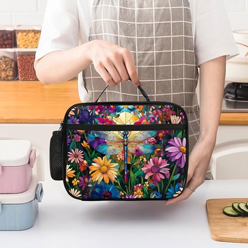 Dragonfly Lunch Bag Insulated Reusable Lunch Box Cooler Thermal Tote Bag For Teenage Boys Girls School Beach - color: Dragonfly