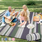 Picnic Blankets Outdoor Extra Large - 80"x80" Portable Waterproof Picnic Blanket, Machine Washable 3-Layer Foldable Picnic Mat with Sandproof Backing for Grass, Park, Hiking, Concerts (GreenStrip) - color: Green