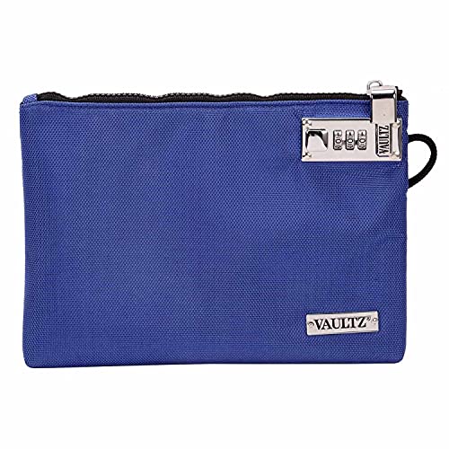 Vaultz Money Bag with Lock - 7 x 10 Inch, Men & Women's Locking Accessories Pouch for Cash, Bank Deposits, Wallet, Medicine, Phone and Credit Cards - BLUE - color: Classic Blue, size: 7x10