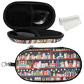 Double Eyeglasses Case, Hard Shell Dual Sunglasses Organizer with Zipper Clip Travel Glasses Storage for Women Men - color: Black Cats