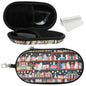 Double Eyeglasses Case, Hard Shell Dual Sunglasses Organizer with Zipper Clip Travel Glasses Storage for Women Men - color: Black Cats