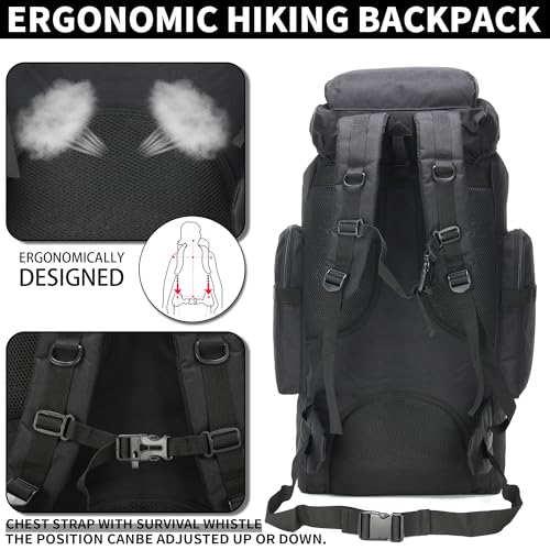 Hiking Backpack for Men 70L/100L Camping Backpack Military Rucksack Molle 3 Days Assault Pack for Climbing | Camping Backpack - color: 70l-black
