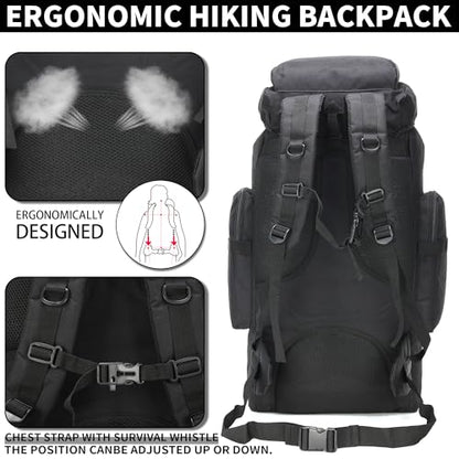 Hiking Backpack for Men 70L/100L Camping Backpack Military Rucksack Molle 3 Days Assault Pack for Climbing | Camping Backpack - color: 70l-black