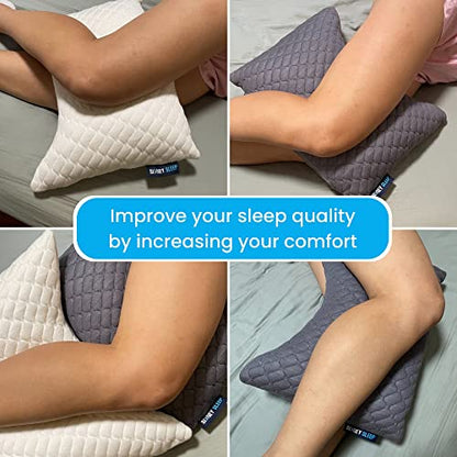 Sidney Sleep Mini Travel Size Neck Pillow - Knee, Back Lumbar and Support - Small Curved Pillow - 14 x 19 Inches - Adjustable Loft - Washable - Drawstring Backpack Included (Mini - Grey) - color: Grey, size: Travel Mini