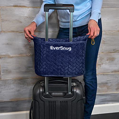 EverSnug Travel Blanket & Pillow 68x42 - Premium Ultra-Soft Microfleece 2 in 1 Compact & Packable Flight Blanket with Soft Bag Pillowcase, Hand Luggage Sleeve and Backpack Clip (Navy Blue) - color: Navy Blue