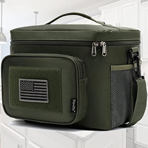 FlowFly Tactical Lunch Bag Large Insulated Lunch Box Cooler Tote for Men, Women with MOLLE/PALS Webbing (Army#Green, Large) - color: Army#Green, size: Large
