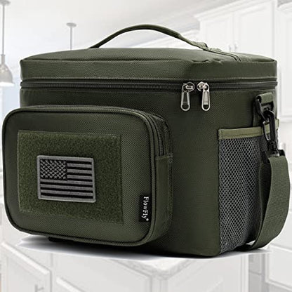 FlowFly Tactical Lunch Bag Large Insulated Lunch Box Cooler Tote for Men, Women with MOLLE/PALS Webbing (Army#Green, Large) - color: Army#Green, size: Large