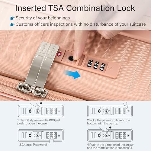 HanTrip Hard Shell Suitcases 24 Inch Check in Luggage with Spinner Wheels Cup Holder, Lightweight Top Opening Expandable Luggage Hard Case Rolling Medium Checked Suitcase with Lock, Pink - color: Pink, size: Expandable 24 Inch