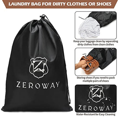 Zeroway PU Leather Travel Duffel Bag with Toiletry Dopp Kit and Laundry Bag, Weekender Overnight bag Luggage Carry-On Bag with Shoe Pouch for Men or Women Brown - color: Brown-travel set