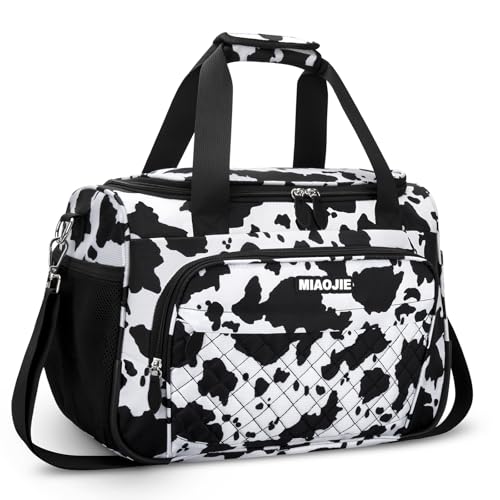 Travel Duffle Bag for Women, Underseat Carry On luggage Bag Foldable Overnight Weekender Hospital Bag Lightweight Airplanes Personal Item Travel Tote Bag for Women Birthday Gifts, 16IN Cow Print - color: Cow Print, size: 16IN