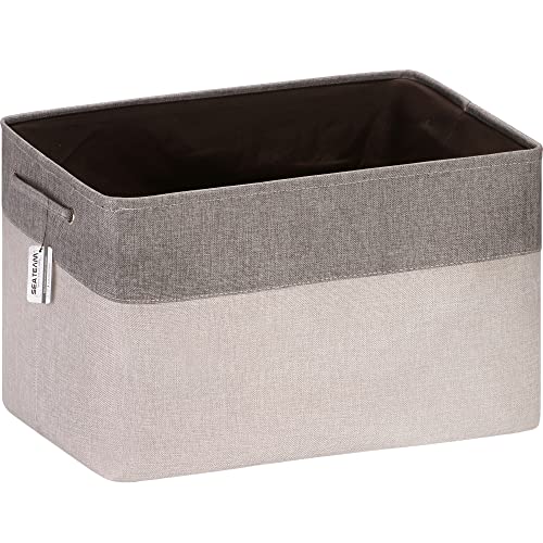 Sea Team 3-Pack Extra Large Storage Basket Set, Trunk Organizer, Clothes Toys Bin, 22 x 15 x 13 Inches, Rectangular Canvas Fabric Collapsible Shelf Box with Handles for Kids Room (Ash Grey/Grey) - color: Ash Grey/Grey, size: Large/22 x 15 x 13"