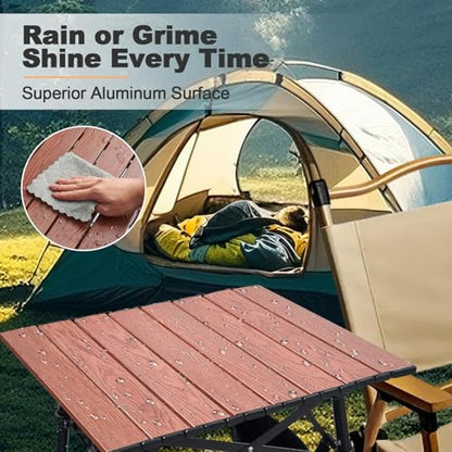 Odoland Portable Camping Table, 18.3"L x 16.5"W Folding Table with Adjustable Height 16.5" - 23.6", Large Beach Table with Storage Bag for Outdoor Camp, Cooking, Picnic, Travelling, Backyards, Fishing - size: 18.31"L x 16.54"W x 16.54"H