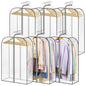 LANDNEOO 6 Pack Clear Garment Bags for Hanging Clothes with Zippers on Double Sides - 10'' Clothes Storage for Coat, Dress, and Fur in Closet - 32'' Long Suit Bags - size: 32 inch
