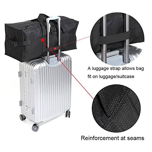 Travel Duffle Bag,Foldable Extra Large Duffel Bags,carry on Travel Bag For Men And Women Camping/Moving Boxes/Airplanes/Hospital/Tent (106 Liter, Black) - color: Long 106L