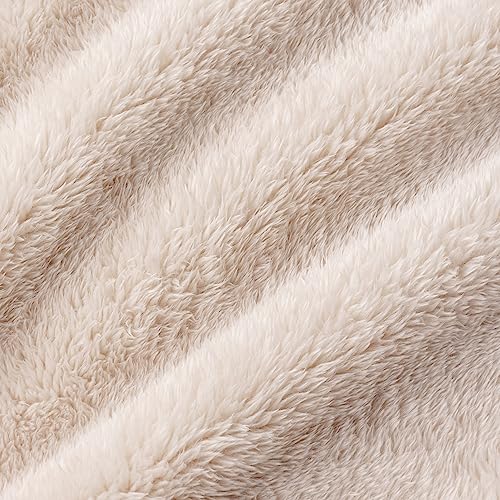 Berkshire Blanket Classic Extra-Fluffy™ Plush Blanket Queen Size, Soft Fuzzy Fluffy Long Hair Blanket for Couch Sofa Bed, Chino Khaki, 90x90 Inches - color: Chino, size: Full/Queen