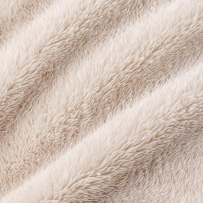 Berkshire Blanket Classic Extra-Fluffy™ Plush Blanket Queen Size, Soft Fuzzy Fluffy Long Hair Blanket for Couch Sofa Bed, Chino Khaki, 90x90 Inches - color: Chino, size: Full/Queen