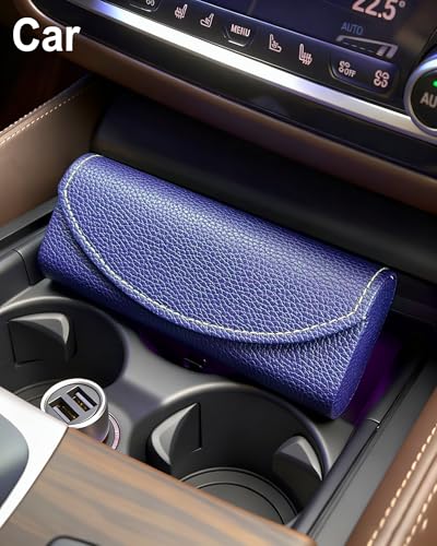 RayLove Ultimate Glasses Case Kit, Hard Shell Sunglasses and Eyeglass Case with Cleaning Cloth, Screwdriver, Ear Hooks - style: 1packdark Blue