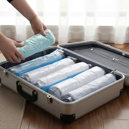 3PCS Compression Bags for Travel Essential, 50x35cm Space Saver Bags, Vacuum Storage Bag No Vacuum and Pump Needed for Clothing Storage, Cruise Accessories, Camping Luggage & Home Organizers