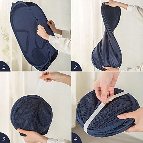 4 Pcs Mesh Popup Laundry Hamper, Opening Laundry Basket,Popup Laundry Basket with Durable Handles,Foldable Pop-up Mesh Hamper Dirty Clothes Basket for Clothes & Laundry-Home Organization - color: White