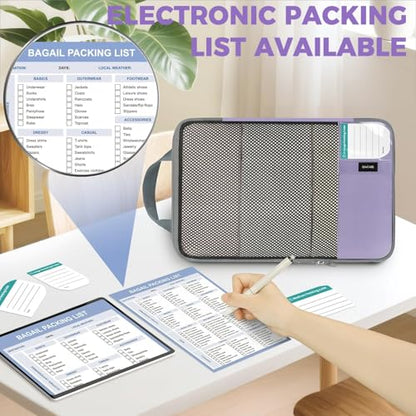 BAGAIL 4 Set/6 Set/8 Set Compression Packing Cubes Travel Accessories Expandable Packing Organizers(HalfMesh,8-Dusty Purple) - color: 8-Dusty Purple, style: Half Mesh