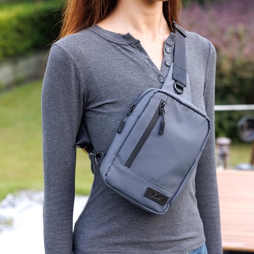 KIWIFOTOS Travel Crossbody Bag for iPhone 17 Daypack Chest Shoulder Bag for iPhone 16 15 14 13 Pro Max Samsung S25 S24 Pixel 9 iPad mini Walking Bag - color: Gray Sling Bag