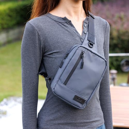 KIWIFOTOS Travel Crossbody Bag for iPhone 17 Daypack Chest Shoulder Bag for iPhone 16 15 14 13 Pro Max Samsung S25 S24 Pixel 9 iPad mini Walking Bag - color: Gray Sling Bag