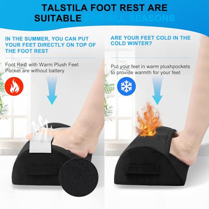 TALSTILA Foot Rest for Under Desk at Work, Footrest with Warm Plush Feet Pocket, Ergonomic Foam Foot Stool, Under Desk Footrests, for Office Desks & Office Chair - Back & Leg Pain Relief