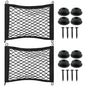 2pcs Universal Small Cargo Net, Elastic Car Organizer Net Pocket RV Netting Pouch Bag, for Trunk RV Boat Storage Mesh Pocket Nets Home Auto Cargo Nets Pockets with Screws(Color:Black)