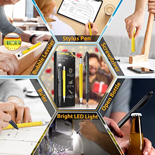 Tools Gifts Multitool Pen - Cool Gadgets for Men Dad Women Unique Birthday Gifts for Men Who Have Everything Engineer Woodworker Carpenter,Pocket Multi Tool with Light,Stylus,Ruler,Screwdriver