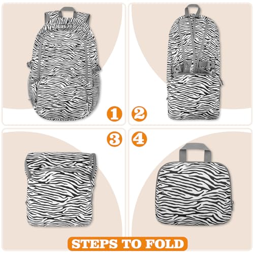 ZOMAKE Lightweight Packable Backpack 30L, Foldable Hiking Backpacks Water Resistant Compact Folding Daypack for Travel(Zebra print) - color: Zebra Print