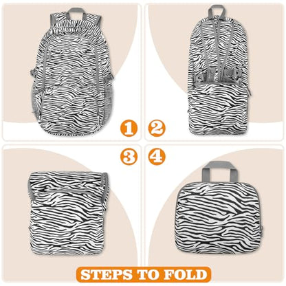 ZOMAKE Lightweight Packable Backpack 30L, Foldable Hiking Backpacks Water Resistant Compact Folding Daypack for Travel(Zebra print) - color: Zebra Print