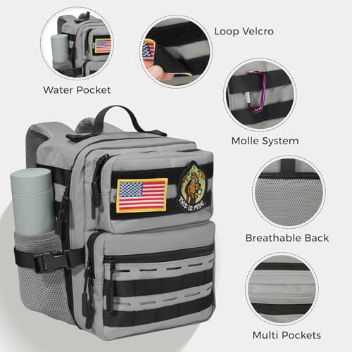 9L Mini Tactical Backpack for Men Women,Small Military Tactical Backpack for Sport,Gym,Hiking,Travel,Camping (Gray) - color: Gray