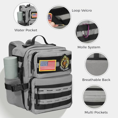 9L Mini Tactical Backpack for Men Women,Small Military Tactical Backpack for Sport,Gym,Hiking,Travel,Camping (Gray) - color: Gray