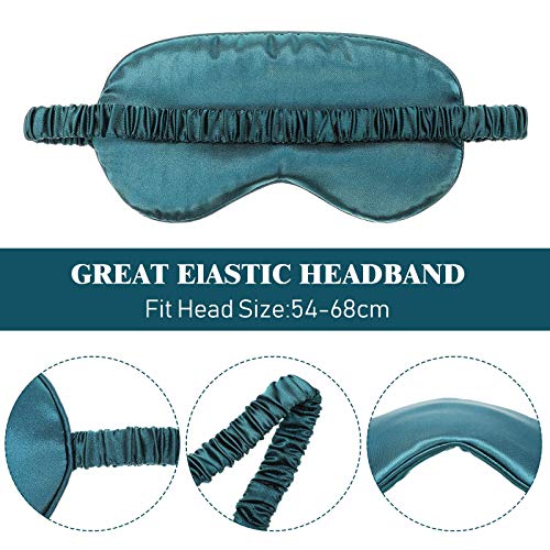 Silk Satin Sleeping Mask Eye Mask Set Include 2 Blindfold Eyeshade Elastic Strap Double Layer Silk Filling Eye Cover 2 Ear Plugs 2 Storage Bags for Women and Men Sleep Travel Nap (Black, Dark Green) - color: Black, Dark Green