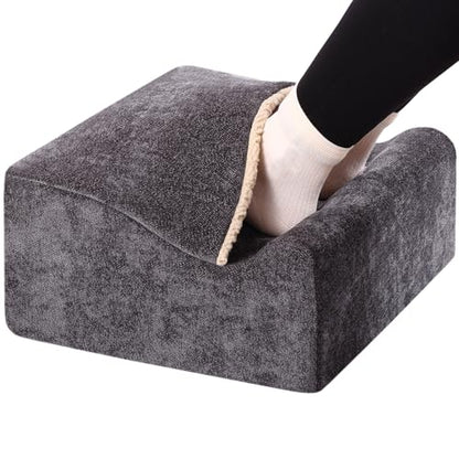Foot Rest for Under Desk at Work, Office Footrest with Warm Feet Pocket,Ergonomic Under Desk Footrest with Washable Cover, Stool for Office Chair & Back &Pain Relief (Dark Gray+) - color: Dark Gray+