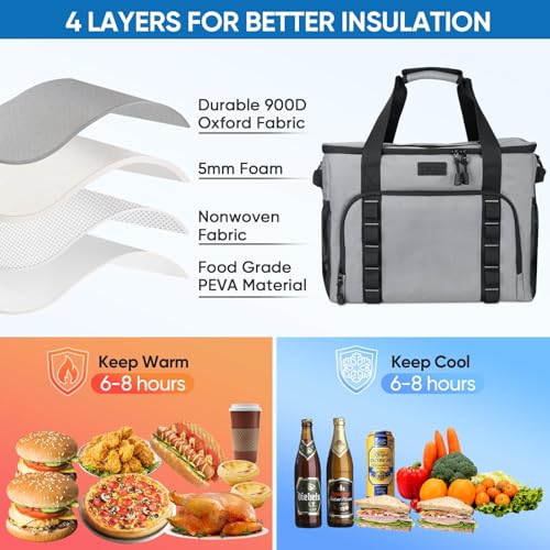 BALEINE Extra Large Soft Cooler Bag, Portable Leakproof Cooler, 40/60 Cans Volume for Beach, Camping, Kayaking, Travel, and Road Trips