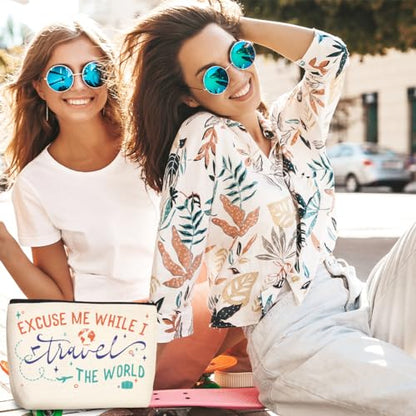 Funny Travel Gifts for Women Makeup Bag Travel Essentials Cosmetic Bags Toiletry Bag Flight Vacation Gifts for Sister Mom Travelers Girls Trip Birthday Mothers Day Anniversary - color: Travel
