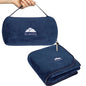 BlueHills Travel Blanket Pillow Rolled Premium Soft Plush Airplane Throw Traveling Essential Gift Compact in a Bag 70 X 48 inches Long Plane Flight Portable Lightweight Navy Blue R04 - color: R04-navy Blue