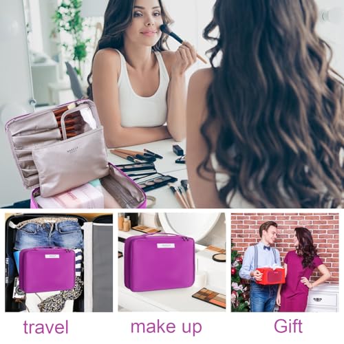 Queboom Travel Makeup Bag Cosmetic Bag Makeup Bag Toiletry bag for women and men (Deep purple) - color: Deep purple