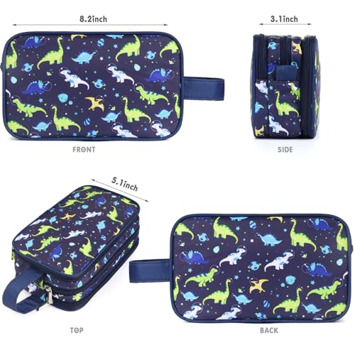 Dinosaur Kids Toiletry Bag for Boys, Travel Toiletry Bag for Little Young Boys Waterproof Hanging Wash Bag Toddler Traveling Toiletries, Navy - color: Dinosaur-Navy